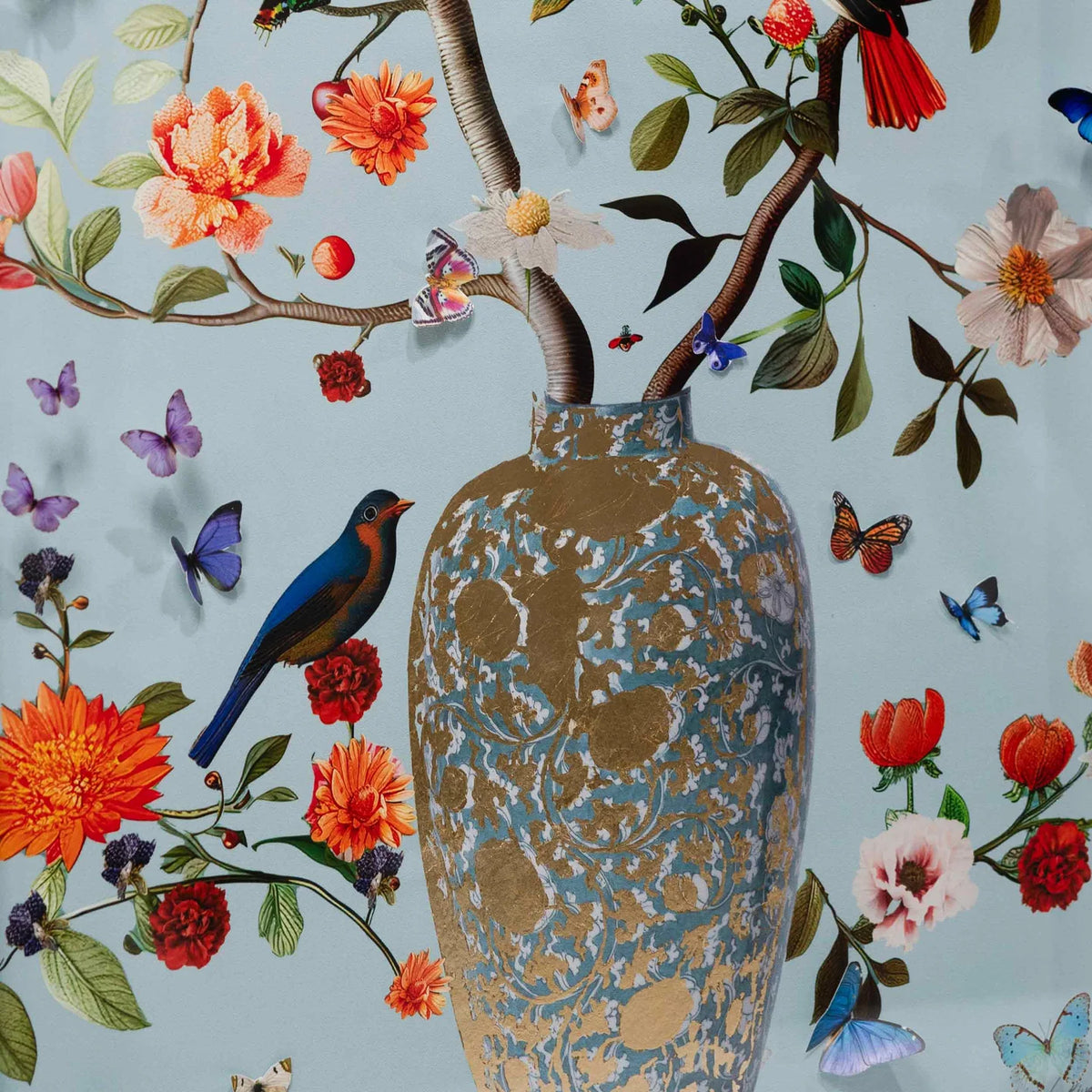 Blooming Coral and Blue | Layered 3 Dimensional Finishes
