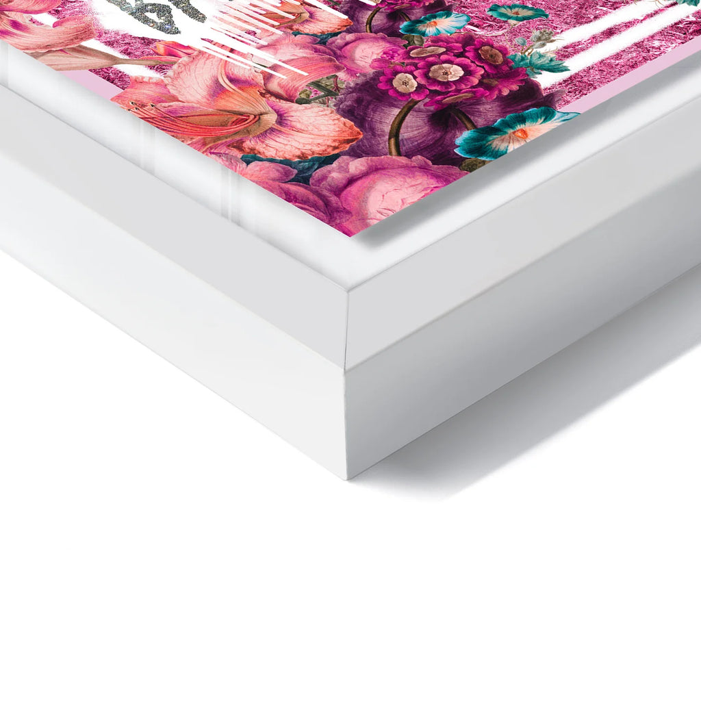 Pink Cube Floral Set of 3 - Displayed in a Shadowbox