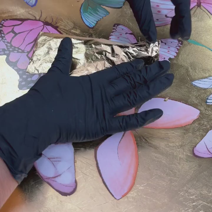 Flying Over Gold - With Hand-Applied Gold Leaf